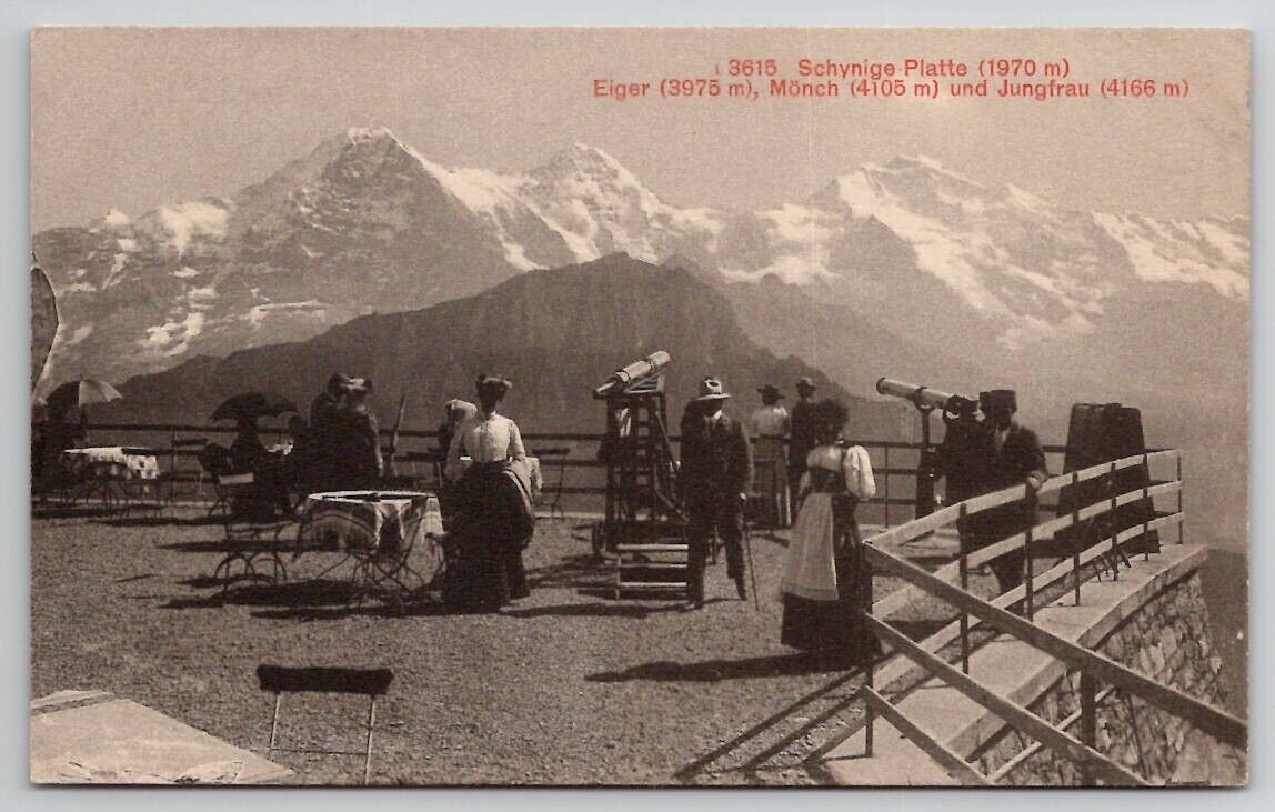 Switzerland Seeing Schynige Platte Through A Telescope Sight Seeing Postcard B44
