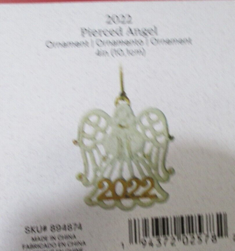 Lenox----2022--Pierced Ornament---Angel---New in Box