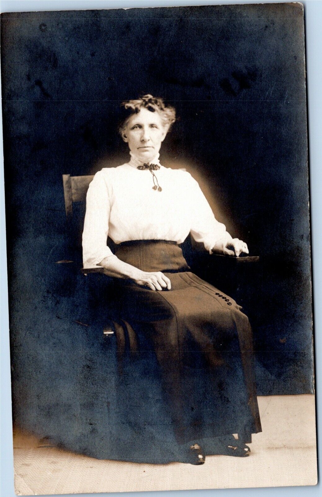 Grandma Hittle  AZO 1904-1918 RPPC older woman seated postcard