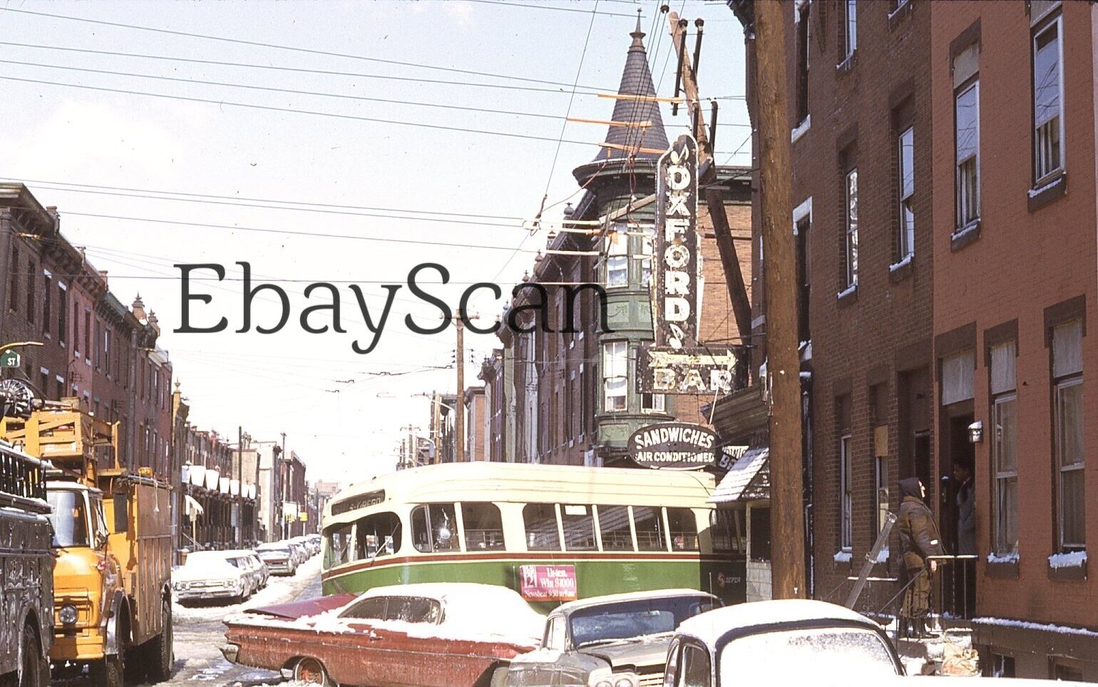 Original 35mm Kodachrome Slide SEPTA Philadelphia Trolley Crash Building 1972