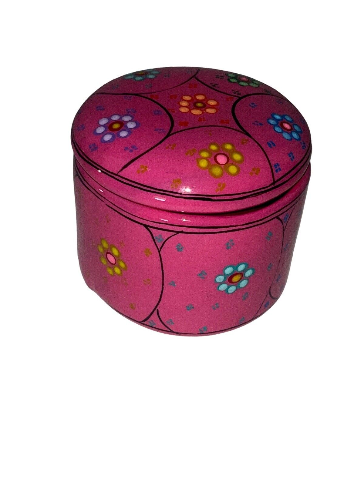 Pink And Floral Ceramic Trinket Jar