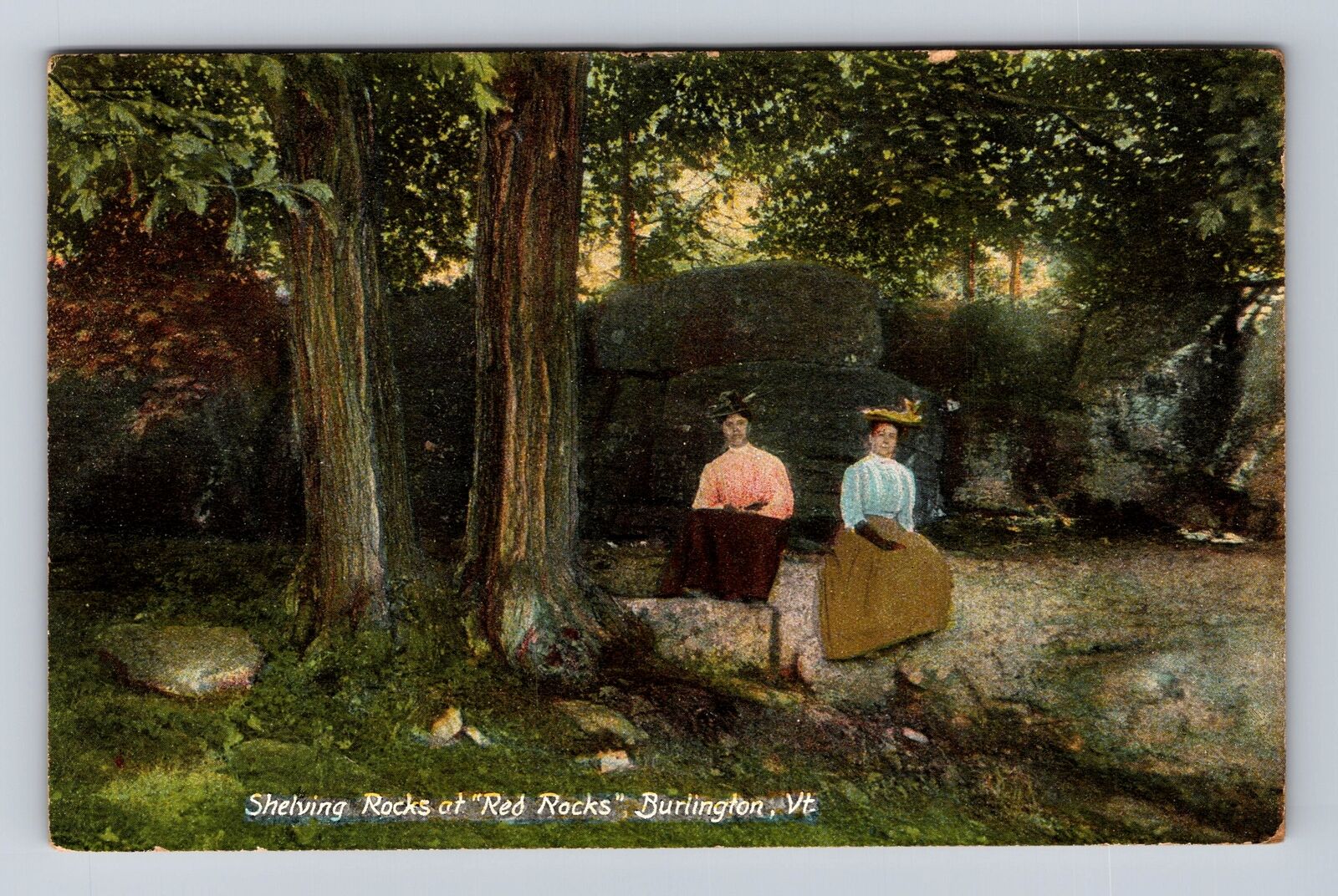 Burlington VT-Vermont, Shelving Rocks At Red Rocks, Vintage c1908 Postcard