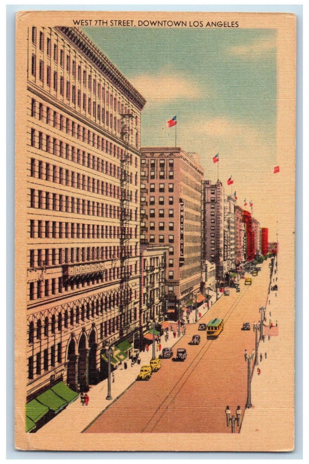 c1940's Office, Stores, West 7th Street, Downtown Los Angeles CA Postcard
