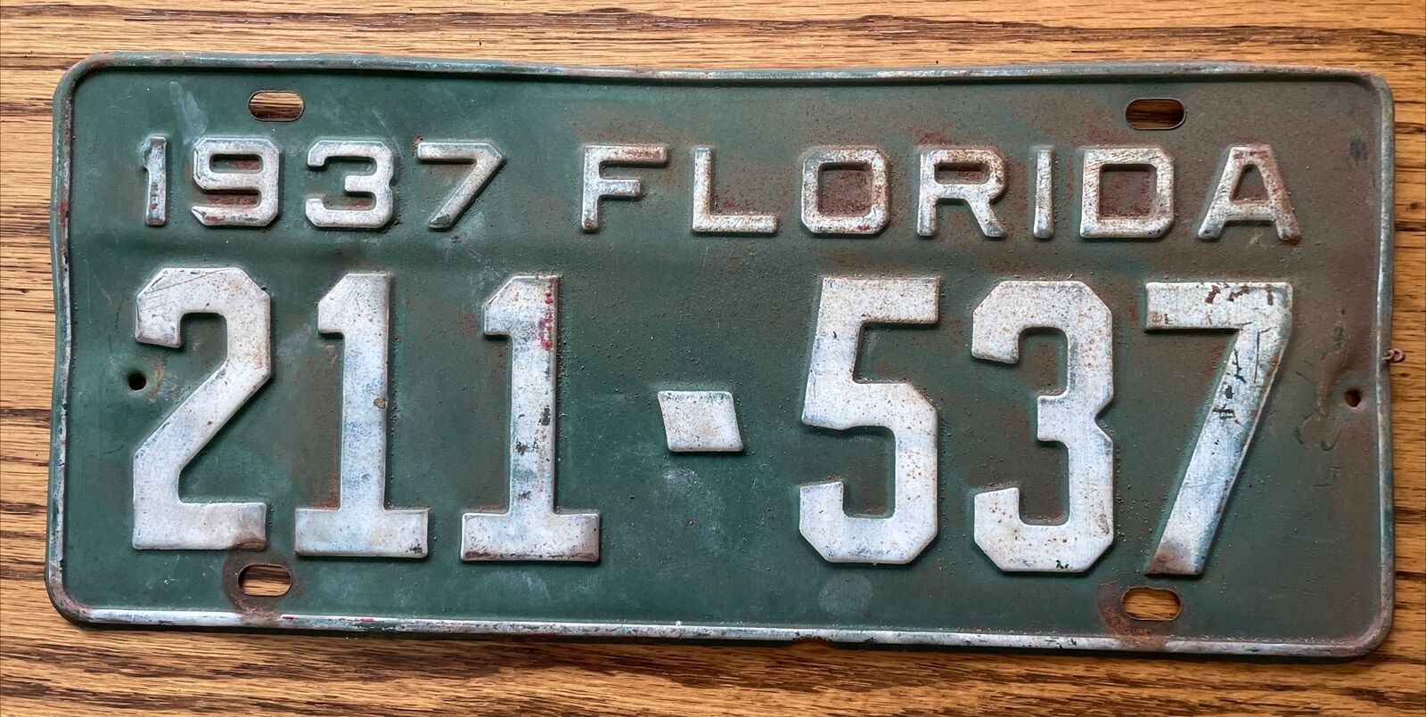 1937 Florida  License Plate #211-537