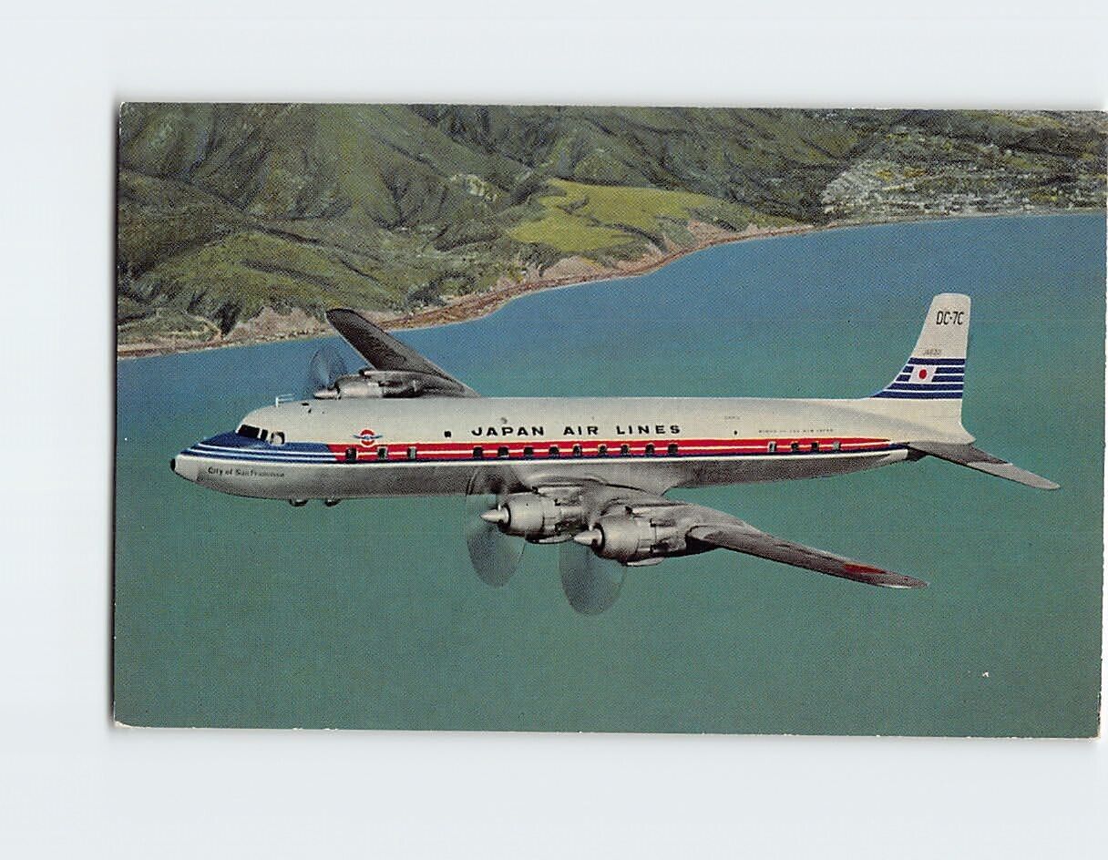 Postcard Japan Airlines DC-7C Super Courier Aircraft