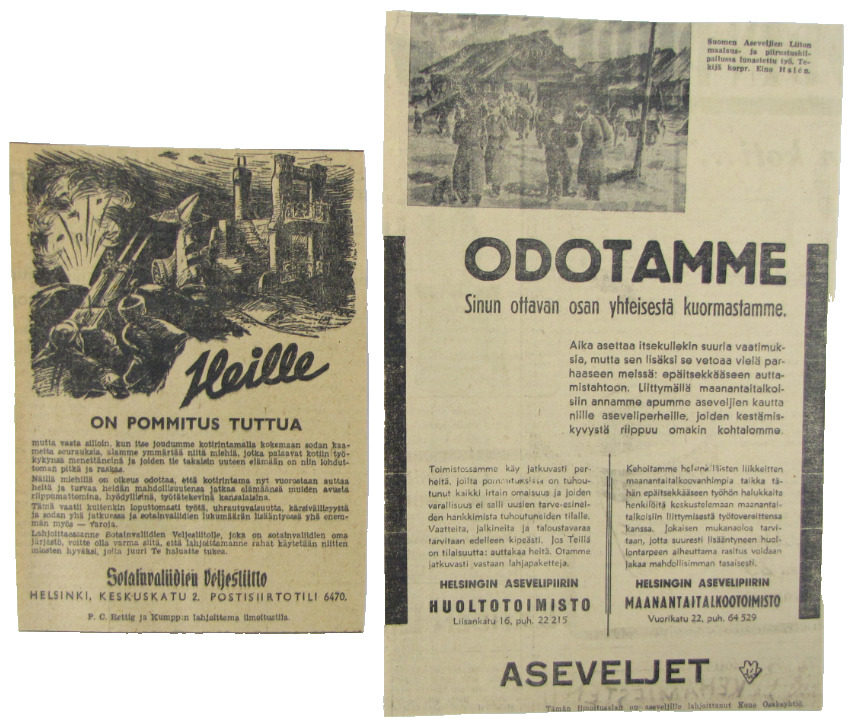 Vintage 1944 NAZI Finland Wartime Newspaper Print Ads