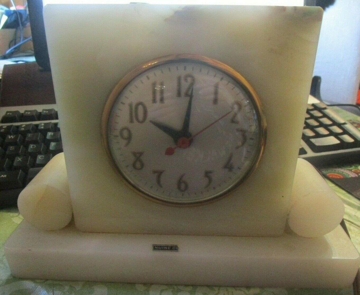 vintage Art Deco Sessions shelf mantel clock genuine Onyx labeled