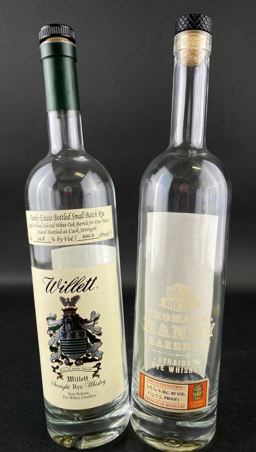 Willet Distillery and Thomas H. Handy Sazerac Straight Rye Whiskey Bottles Lot 2