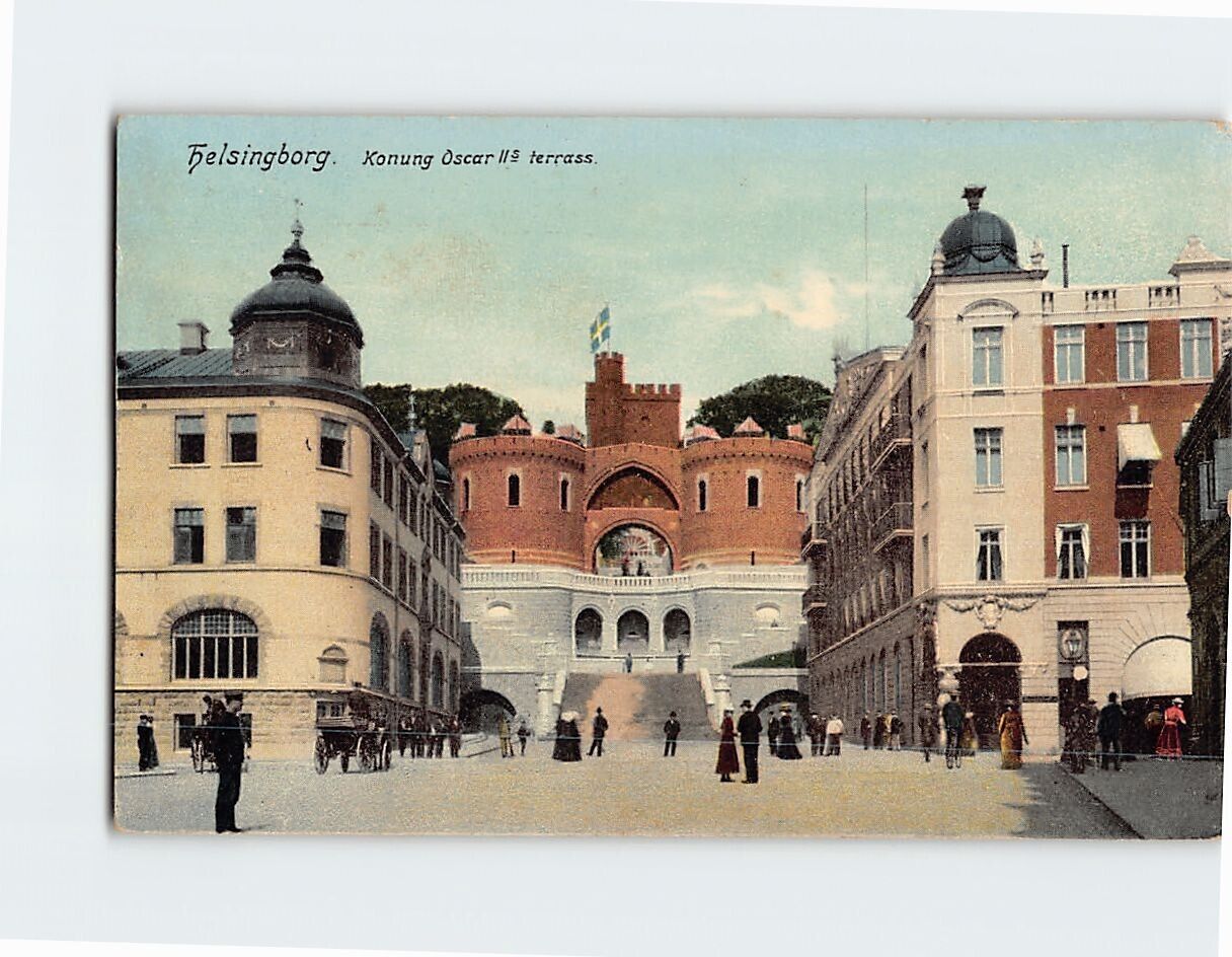 Postcard Konung Oscar IIs terrass, Helsingborg, Sweden