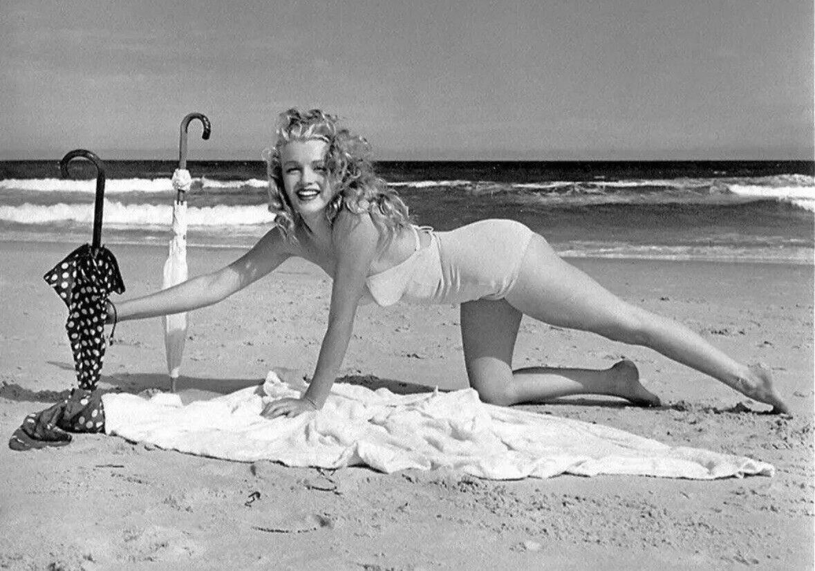 MARILYN MONROE  - AT THE BEACH IN A ONE PIECE   # 2