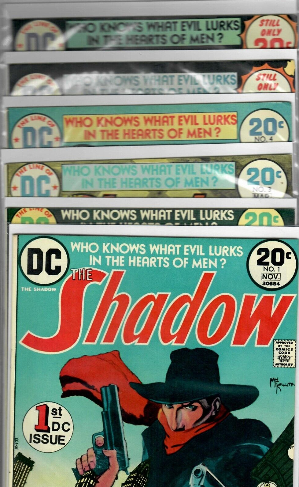 The Shadow # 1,2,3,4,5,6  (9.0)  D.C. 1975 Run All 20c Robbins, Kaluta Art