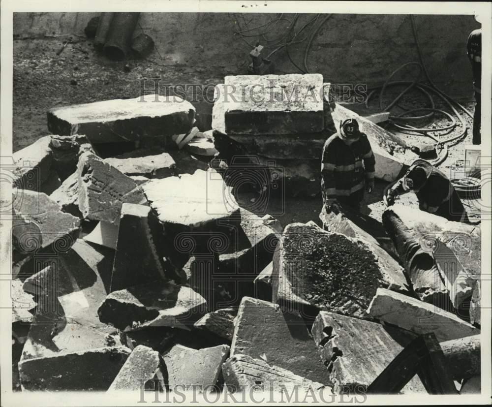 1973 Press Photo Blocks of Polyurethane Insulation Removed From Working Area