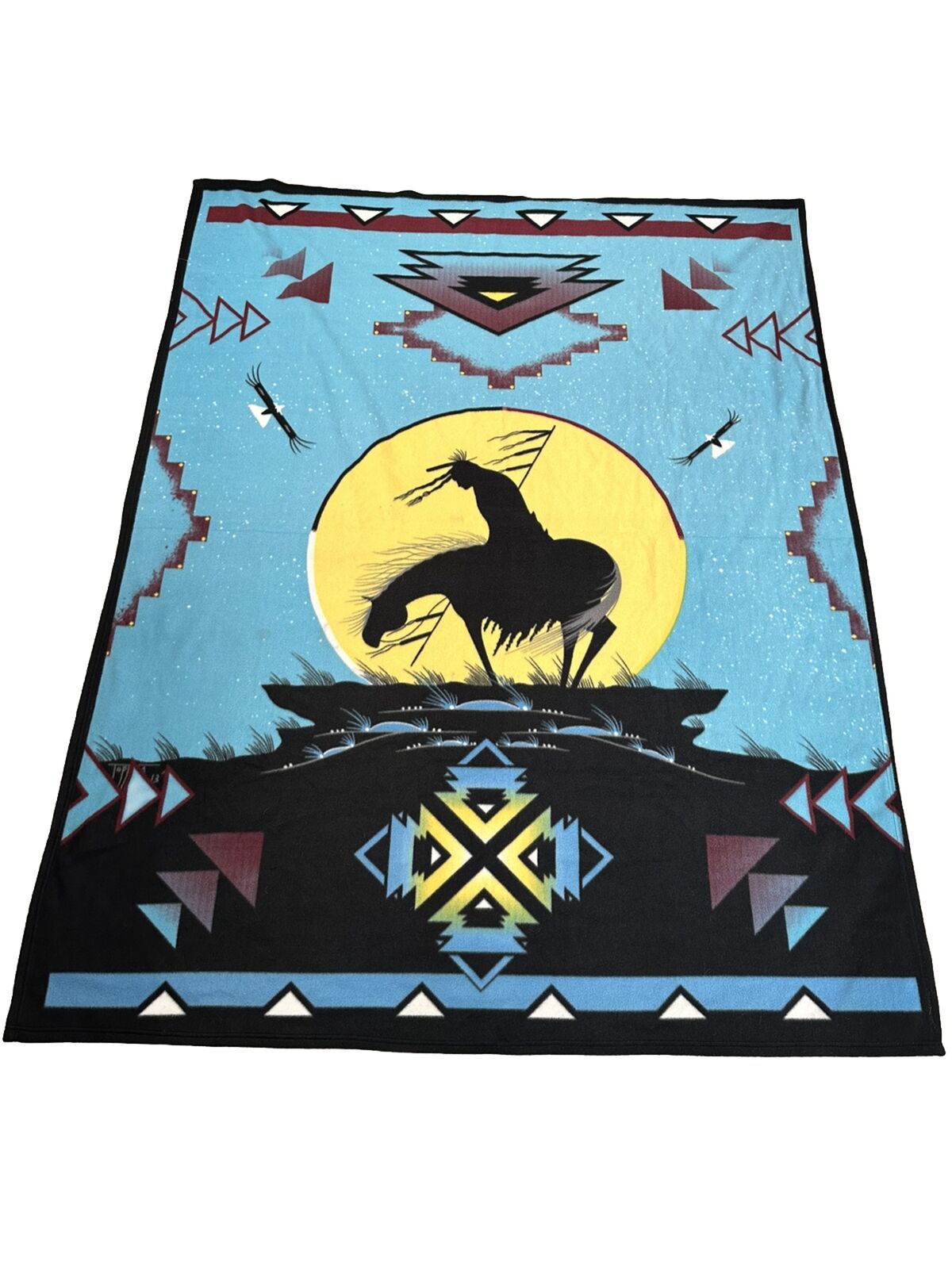 End Of Trail Vintage Western Fleece Blanket Tapestry 76x60 Native