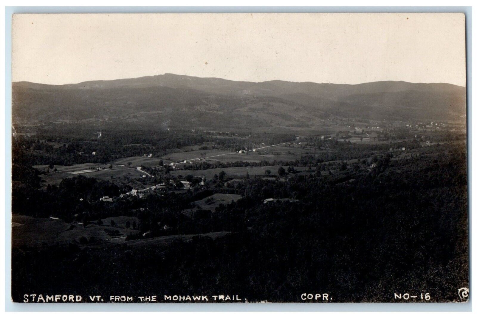 c1910\'s Birds Eye View From The Mohawk Trail Stamford VT RPPC Photo Postcard