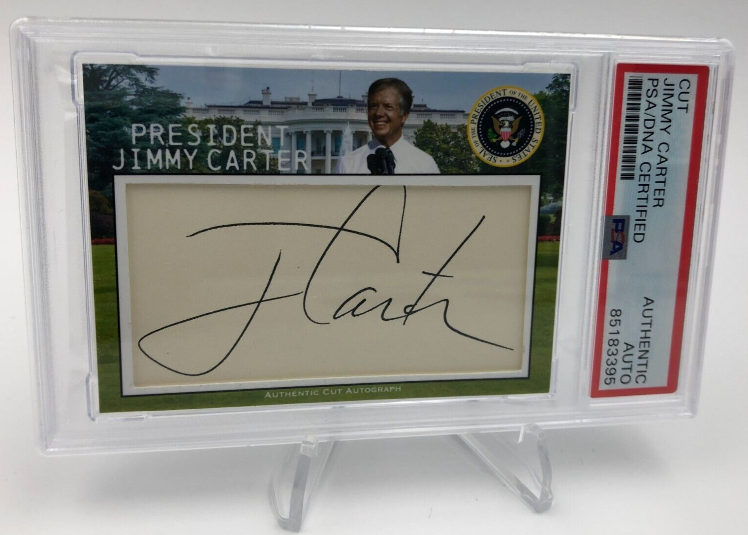 President JIMMY CARTER PSA AUTO Signed Custom Cut Card 1/1 slab PSA AUTHENTIC