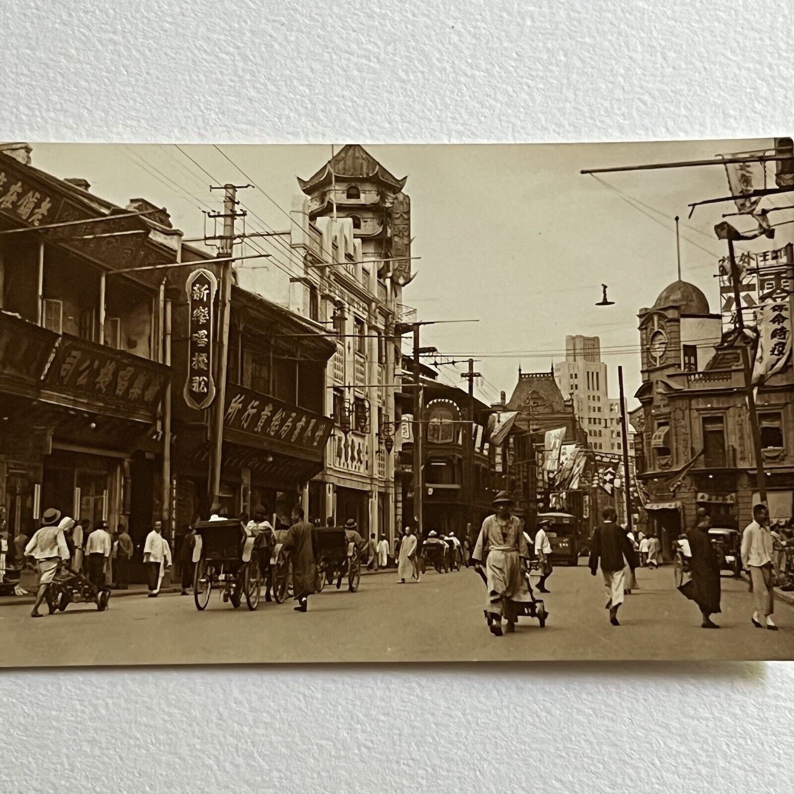 Vintage Snapshot Photograph Shanghai China Everyday Life Buildings Street View