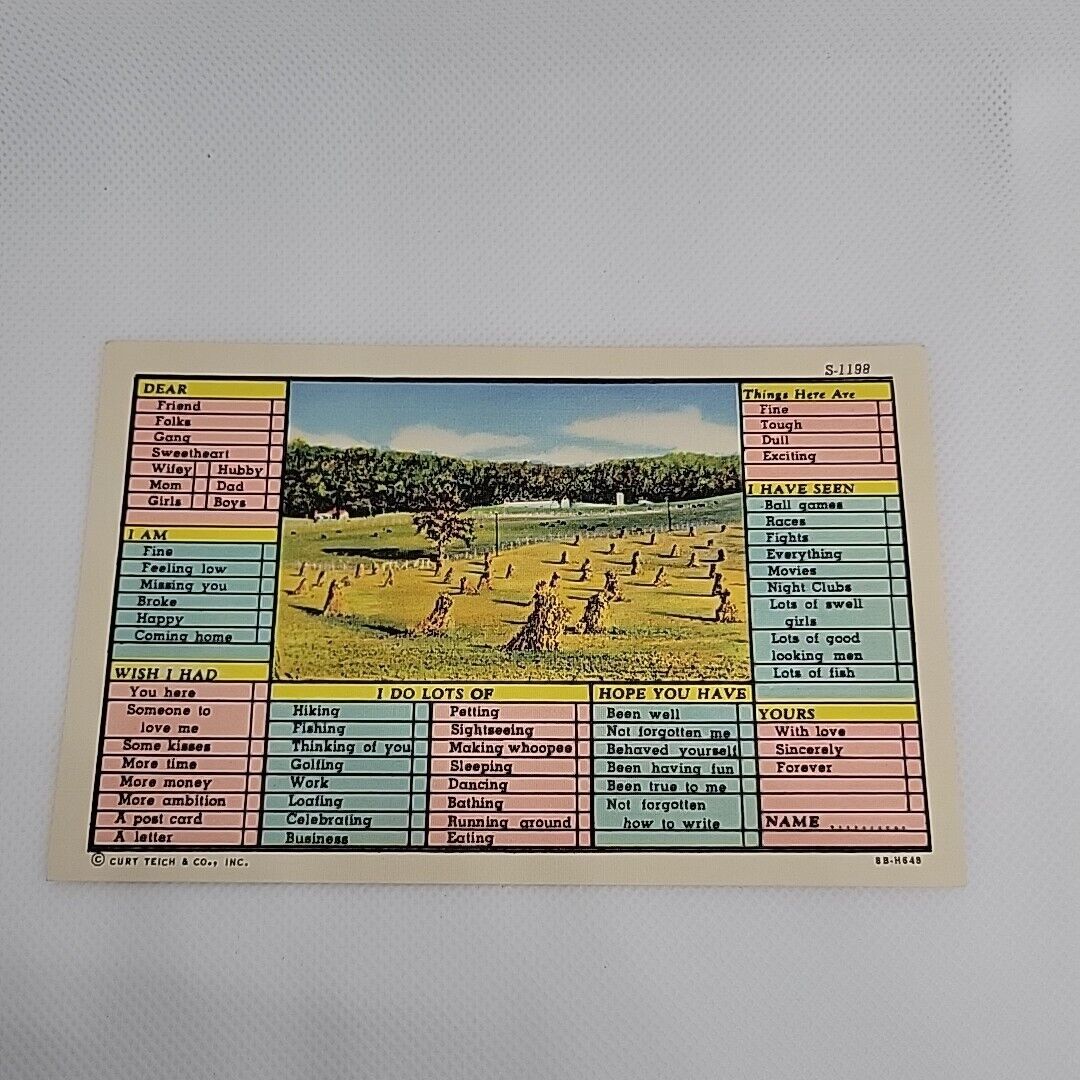 Haystack In Field Post Card Vintage 