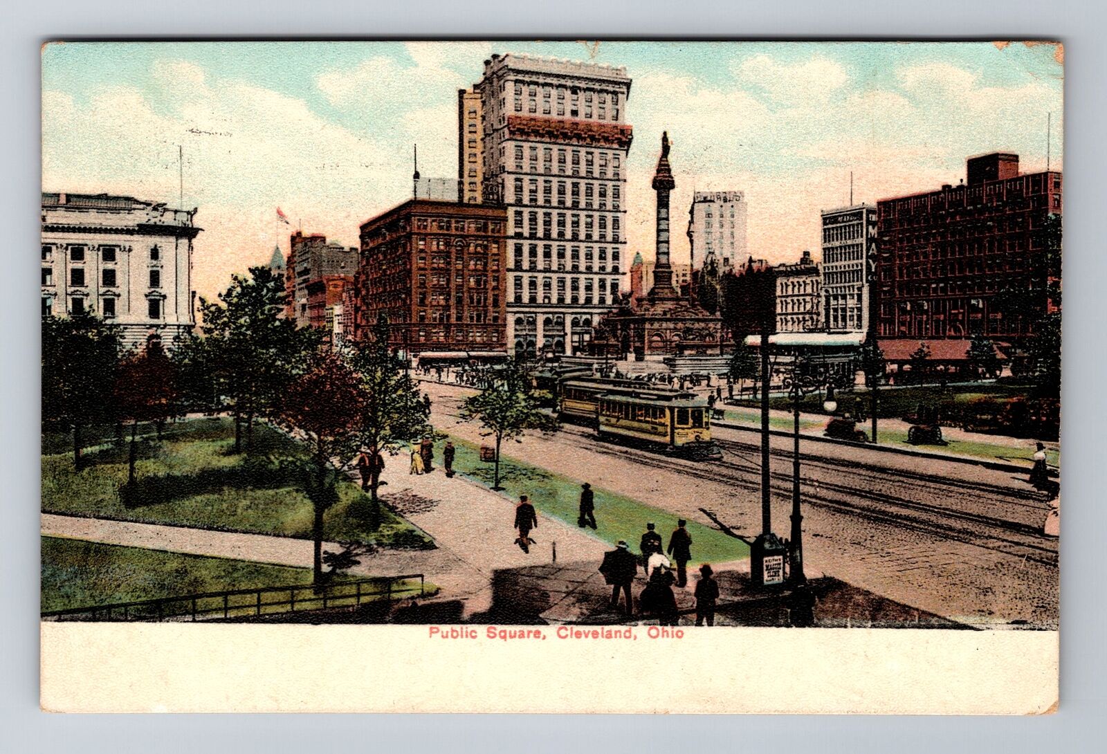 Cleveland OH-Ohio, Public Square, c1909 Antique Vintage Souvenir Postcard