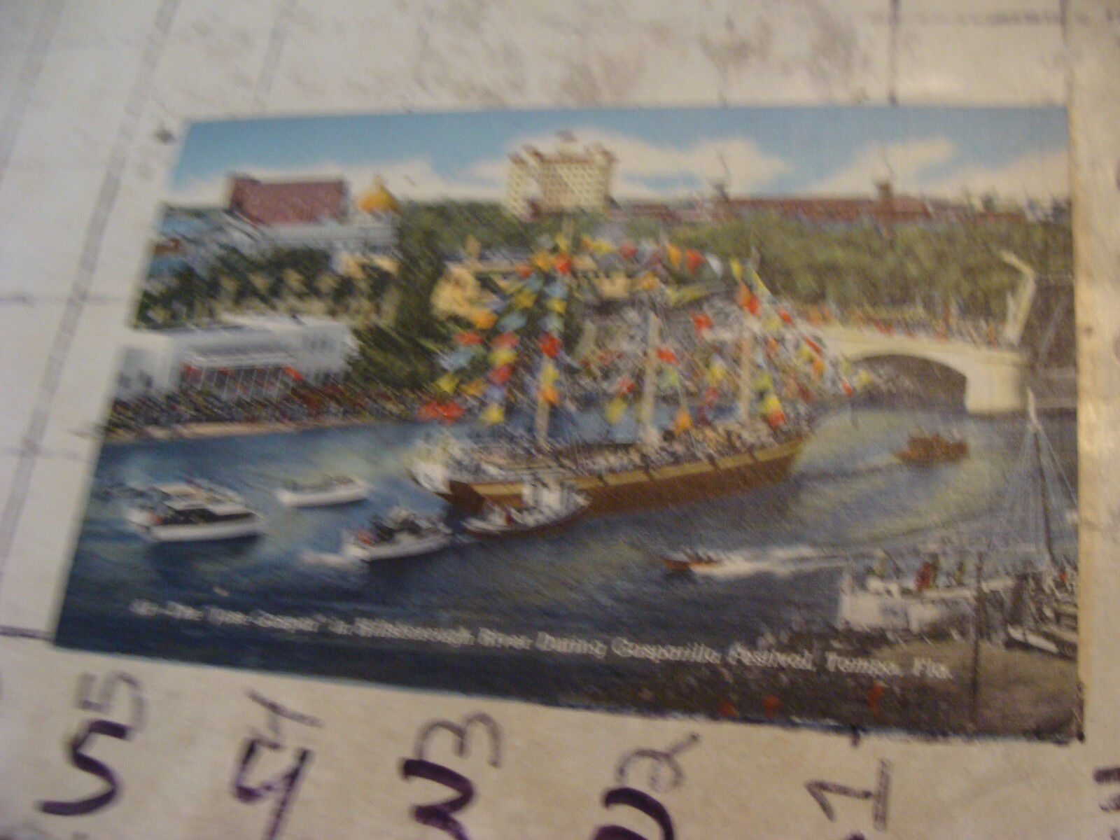 Orig Vint post card 1940 JOSE GASPER HILLSBOROUGH RIVER GASPARILLA TAMPA FLORIDA