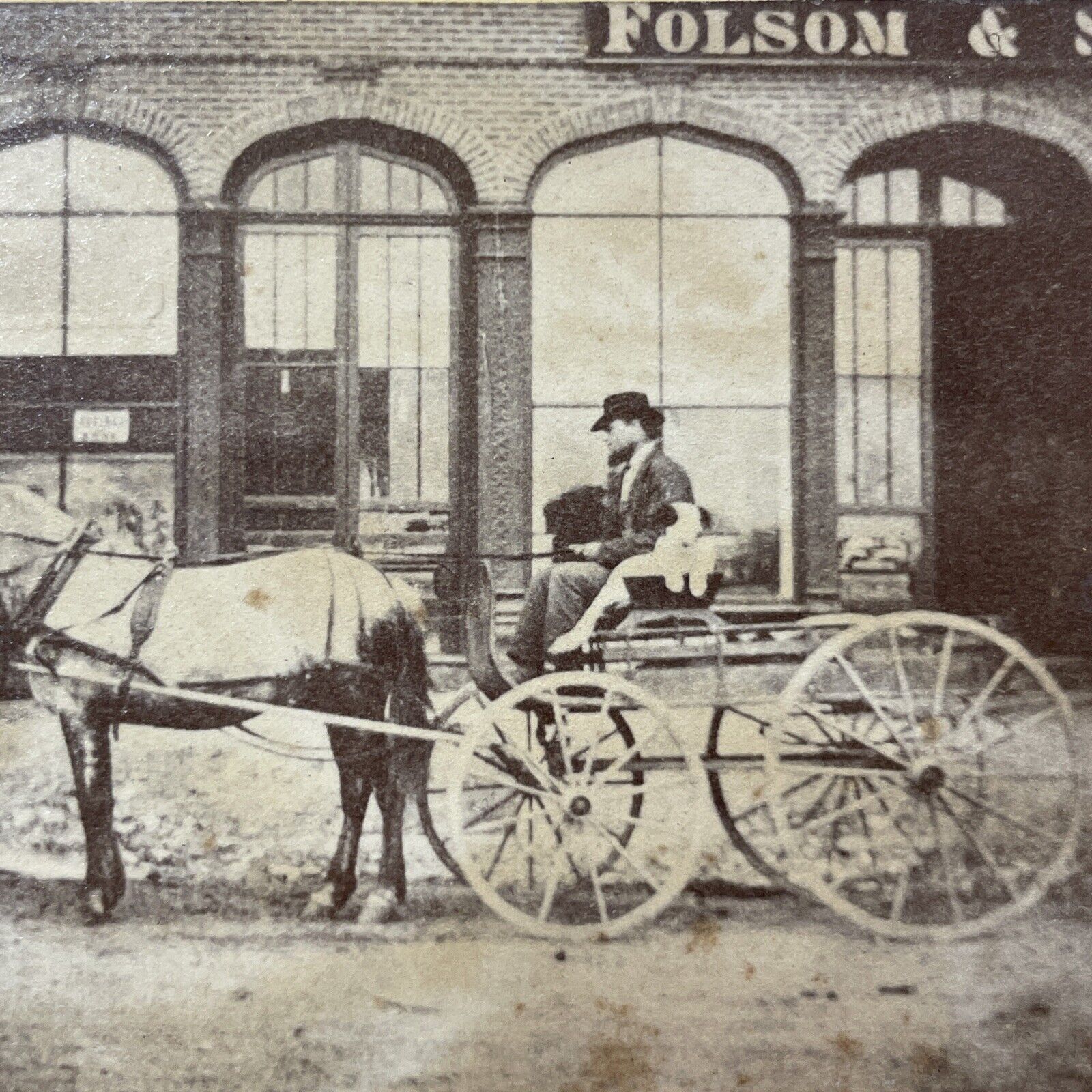 Antique 1860s Albert Gallatin Folsom Laconia NH Stereoview Photo Card V2011