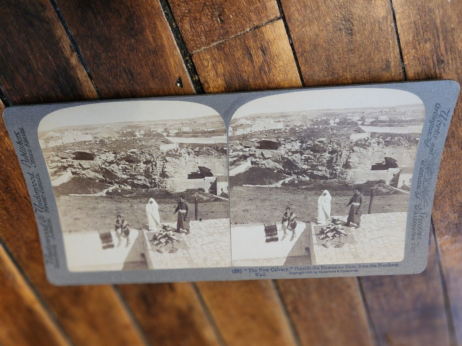 Antique 1901 Underwood Stereoview Card  Outside the Damascus Gate