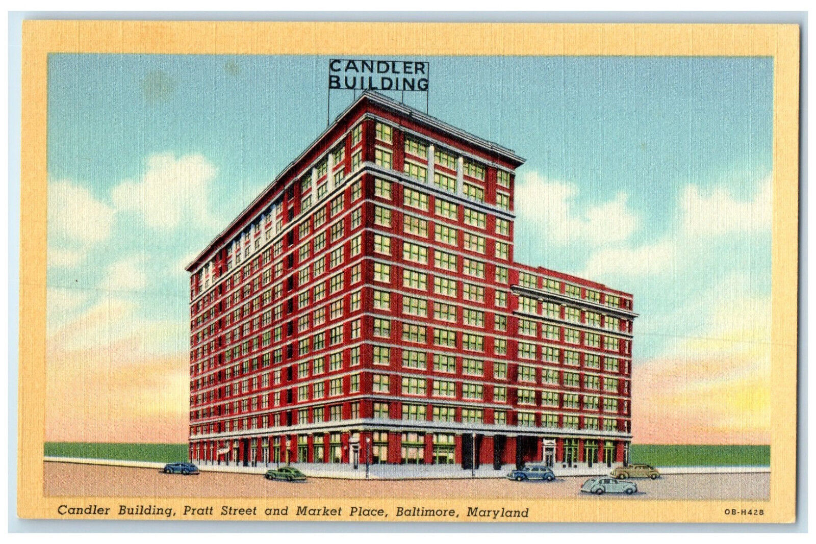 c1950's Candler Building Pratt Street Market Baltimore Maryland MD Postcard