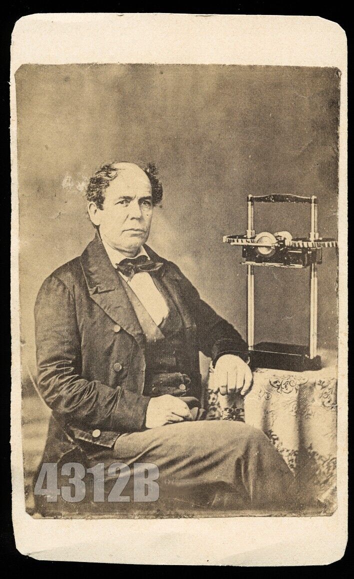 1860s Photo Man Posing with Scientific Instrument / Science / Scientist Antique