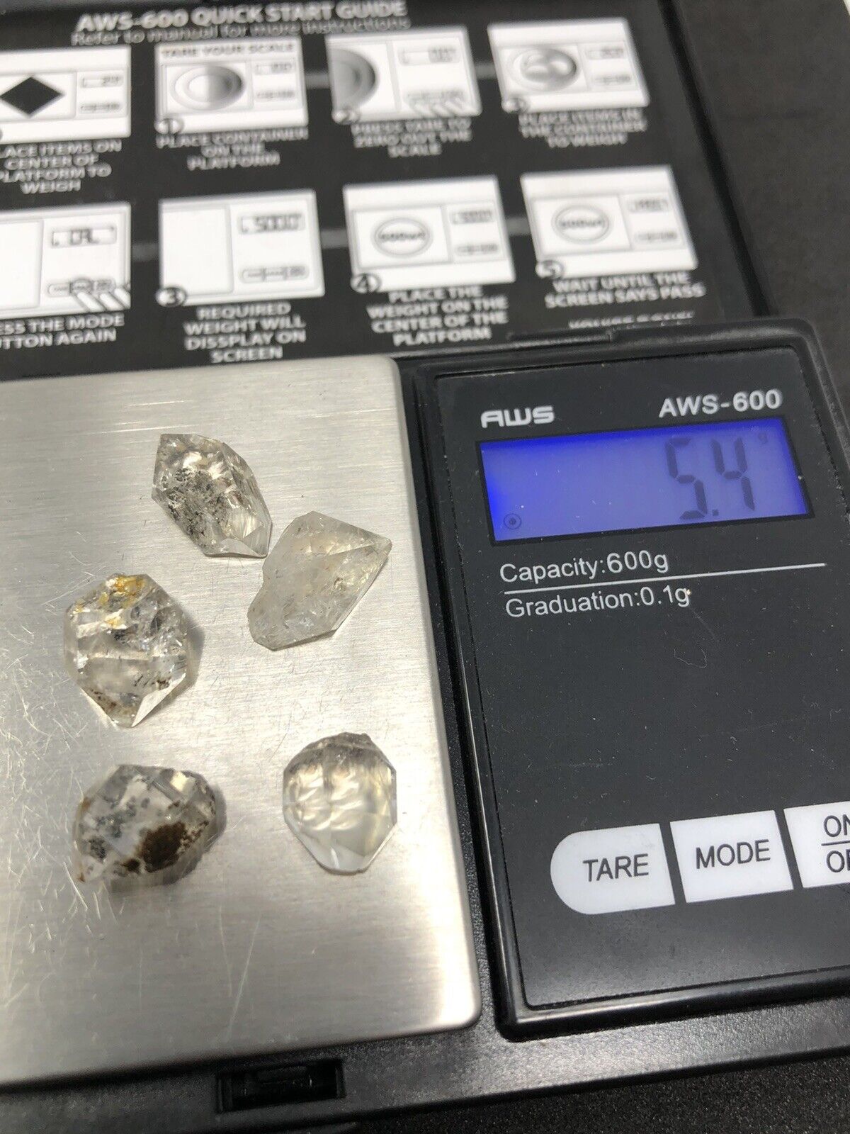 5 Piece Set Collection Herkimer Diamond Quartz 5.4g Water Washed Only C5 Clarity