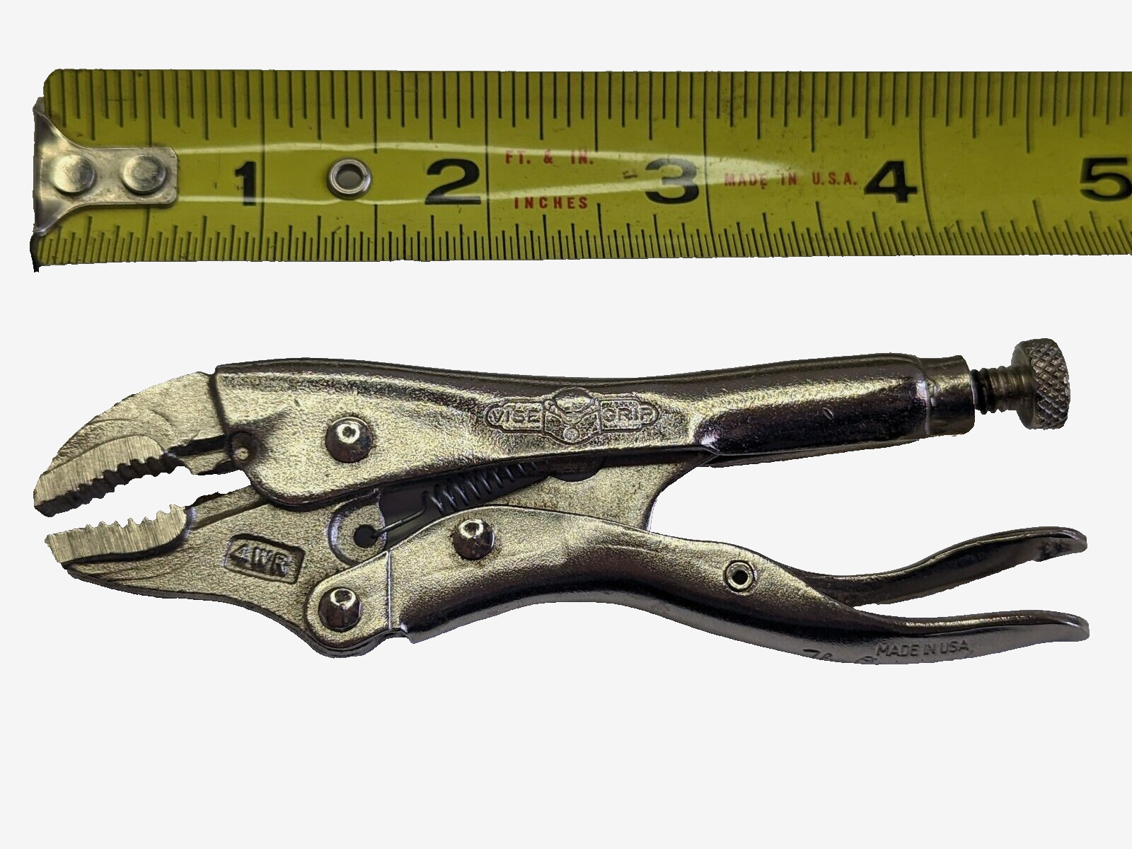 Vintage Petersen Dewitt 4WR 4” Locking Plier Curve Jaw USA Vise Grips