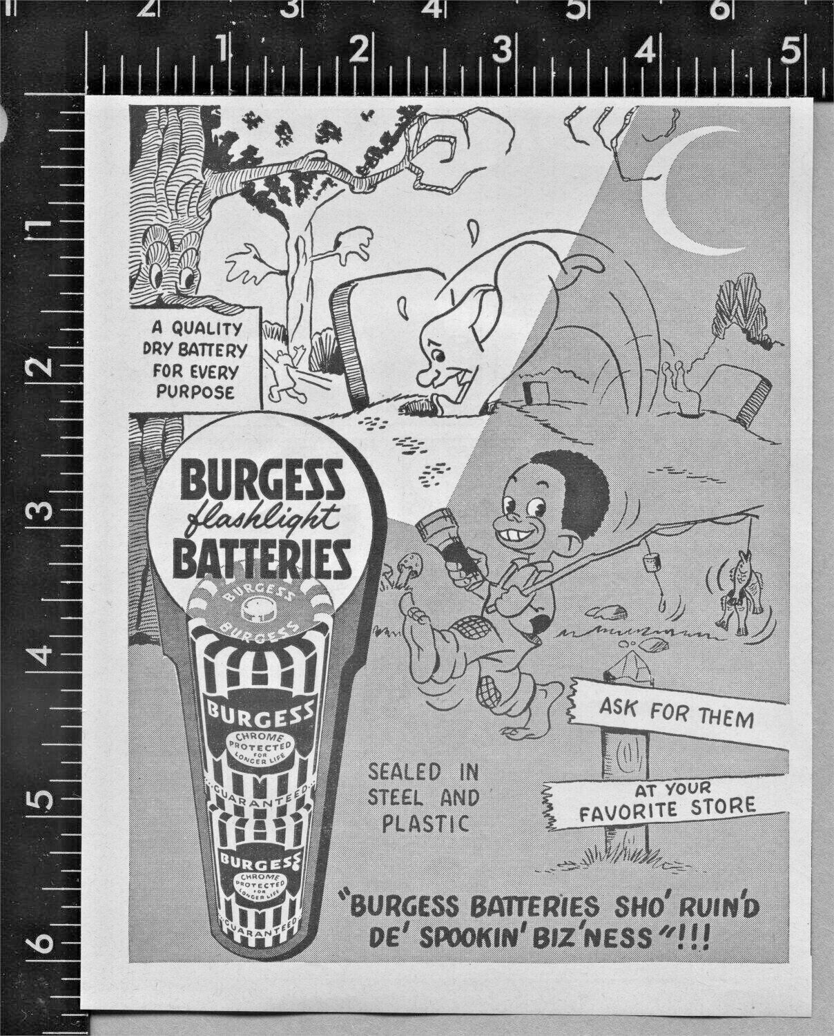 Vintage 1954 Magazine Print Ad for Burgess Batteries
