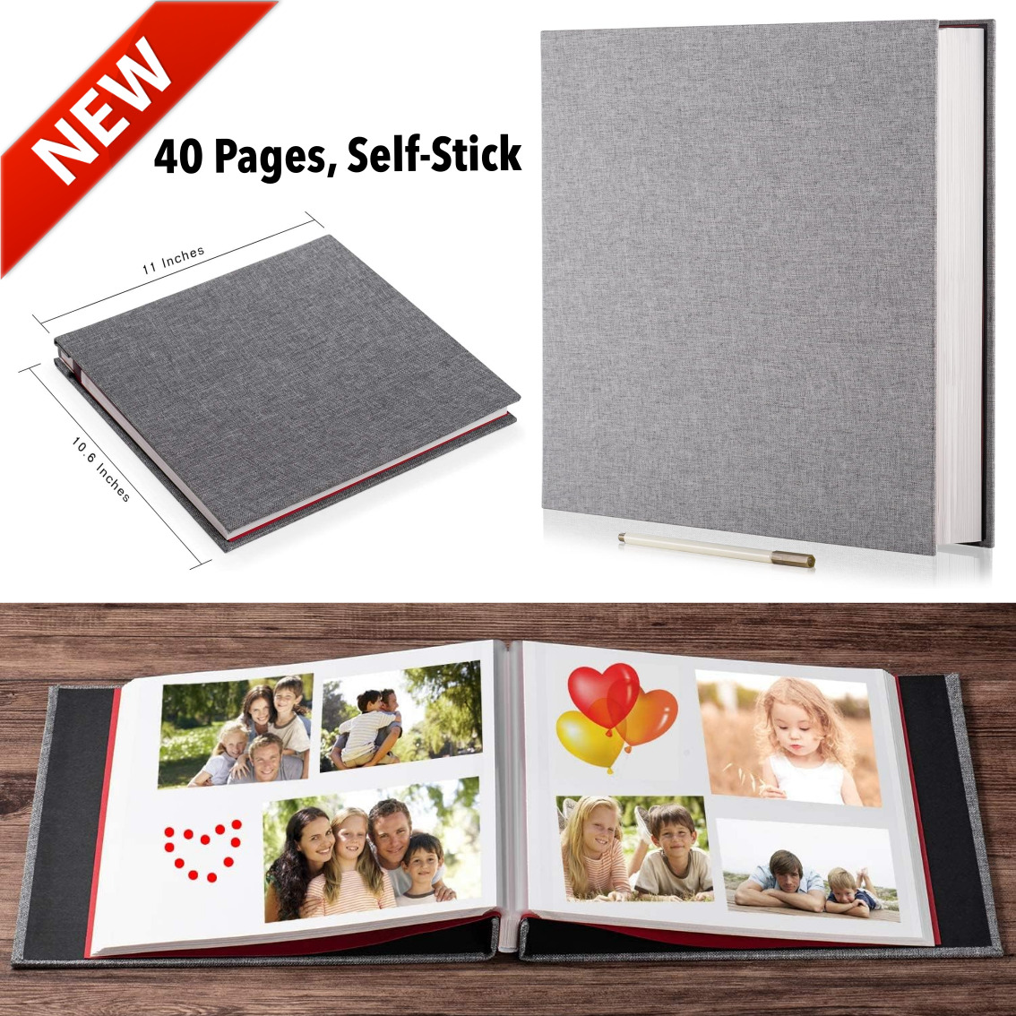 Magnetic Self-Stick Photo Album 3x5 4x6 5x7 6x8 8x10 8.5x11 DIY & Metallic Pen