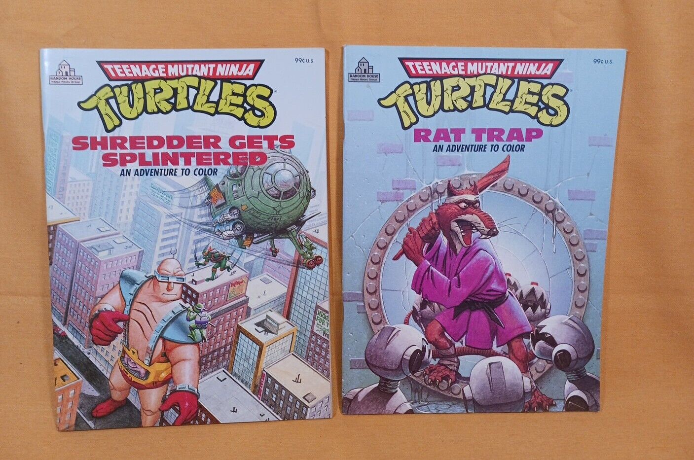 Vintage Teenage Mutant Ninja Coloring Books Lot of Two 1989 Unused 