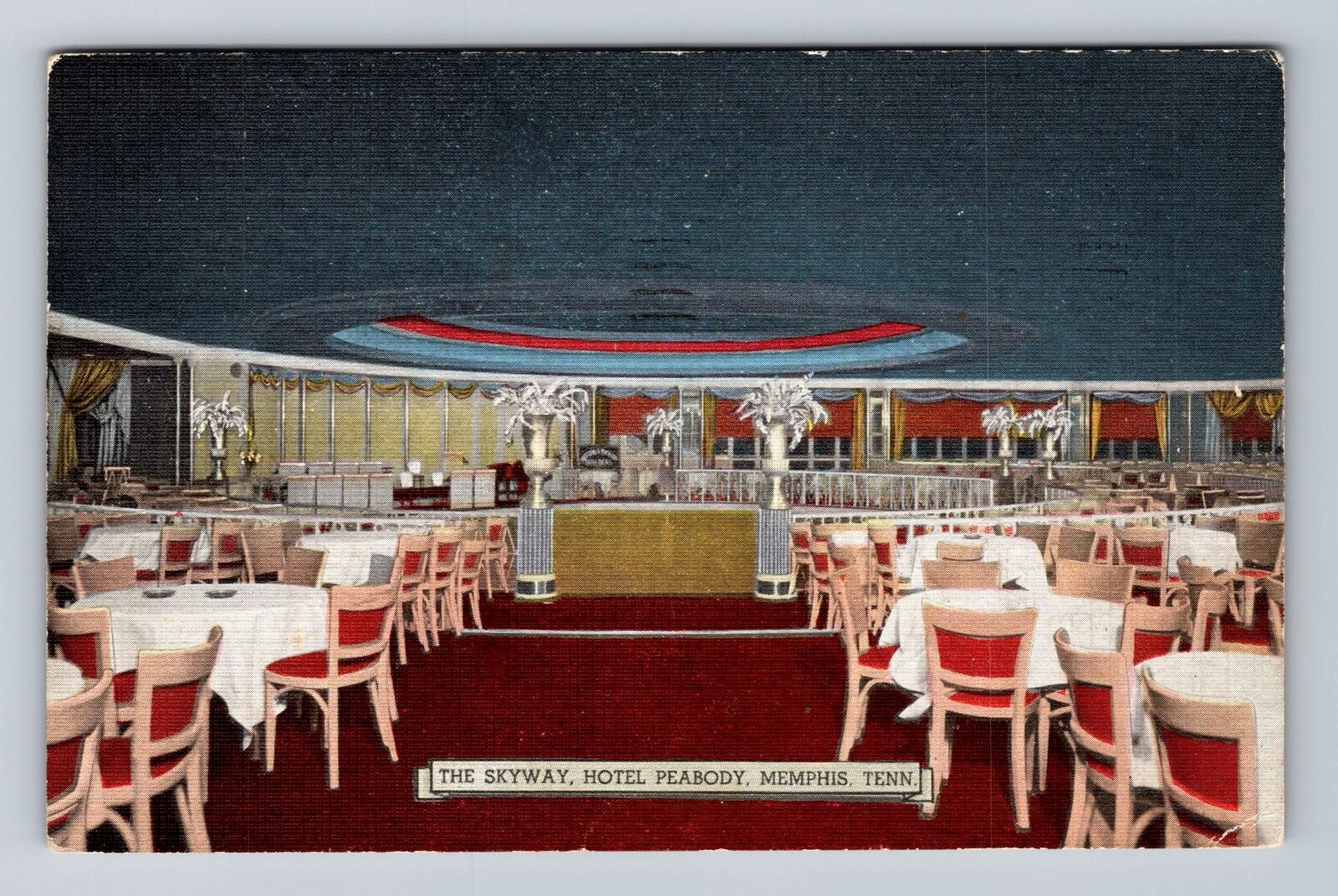 Memphis TN-Tennessee, Hotel Peabody Skyway Supper Club, Vintage c1942 Postcard