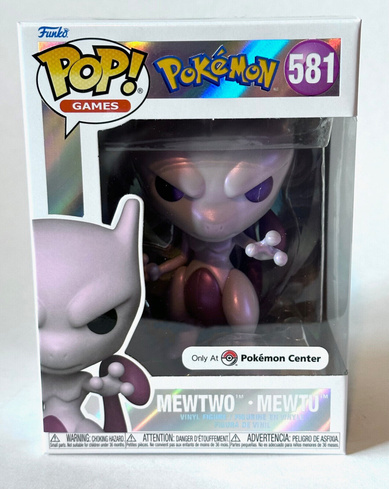 Funko POP Pokemon Center Exclusive Mewtwo Pearlescent Vinyl Figure #581 New