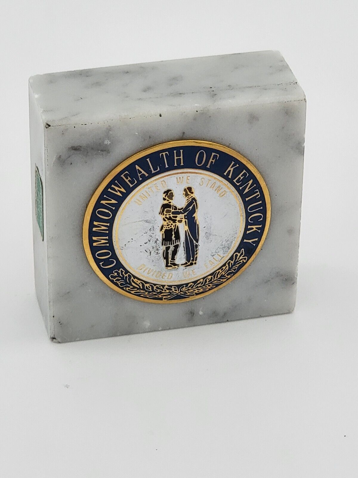 Kentucky Marble Paperweight VTG Commonwealth of State Seal United We Stand Italy