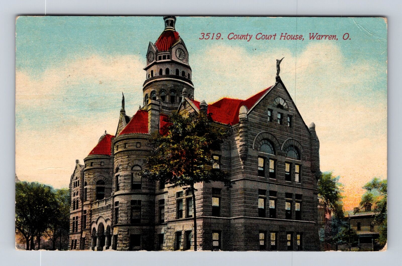Warren OH-Ohio, County Court House, Antique Vintage c1911 Souvenir Postcard