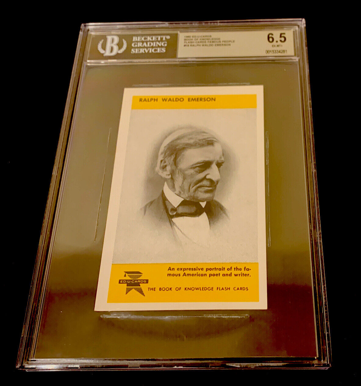 RALPH WALDO EMERSON RARE 1960 BOOK OF KNOWLEDGE CARD FAMOUS PEOPLE BGS 6.5