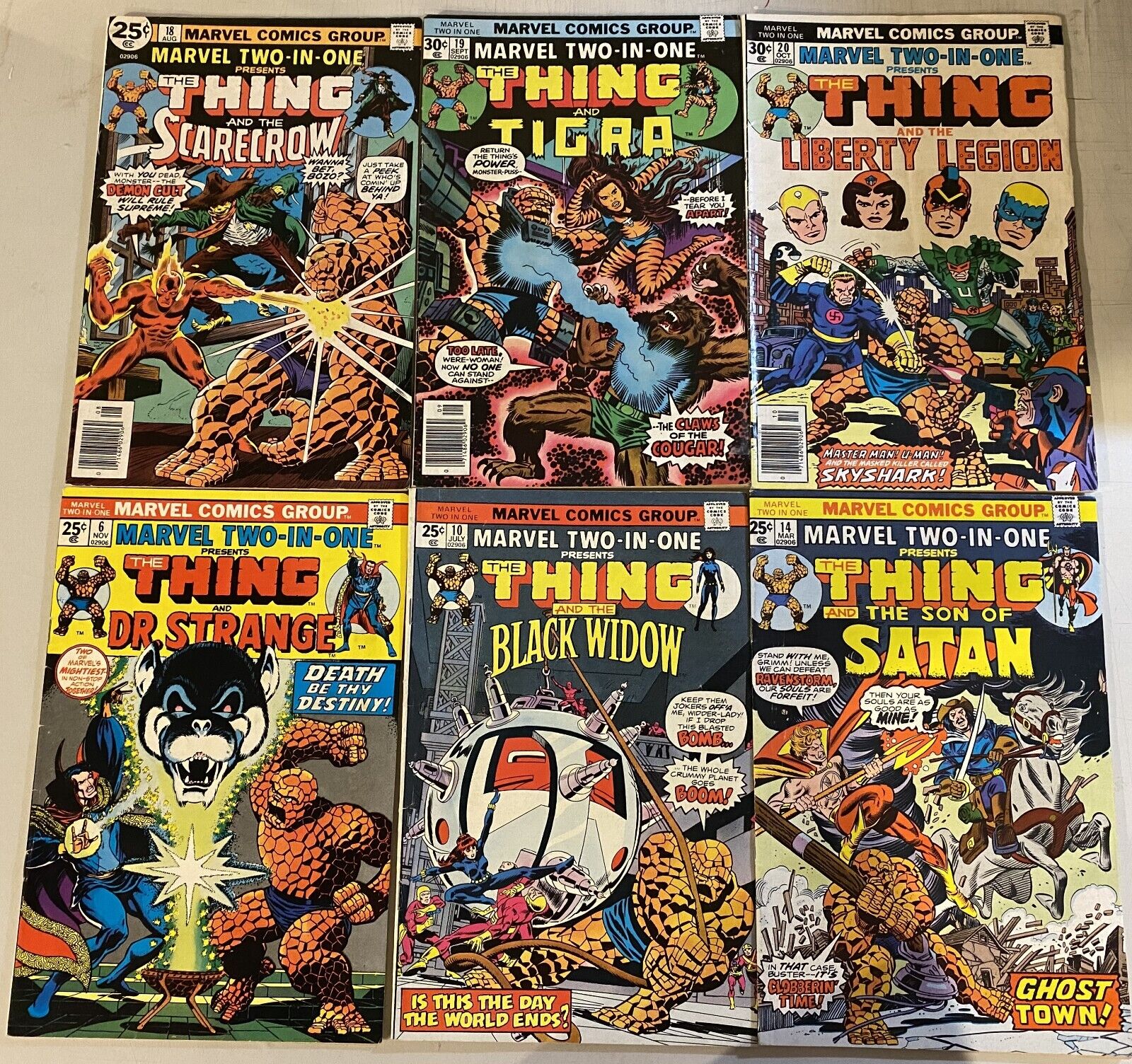 MARVEL TWO-IN-ONE 6, 10, 14, 18, 19, 20 G/VG CONDITION