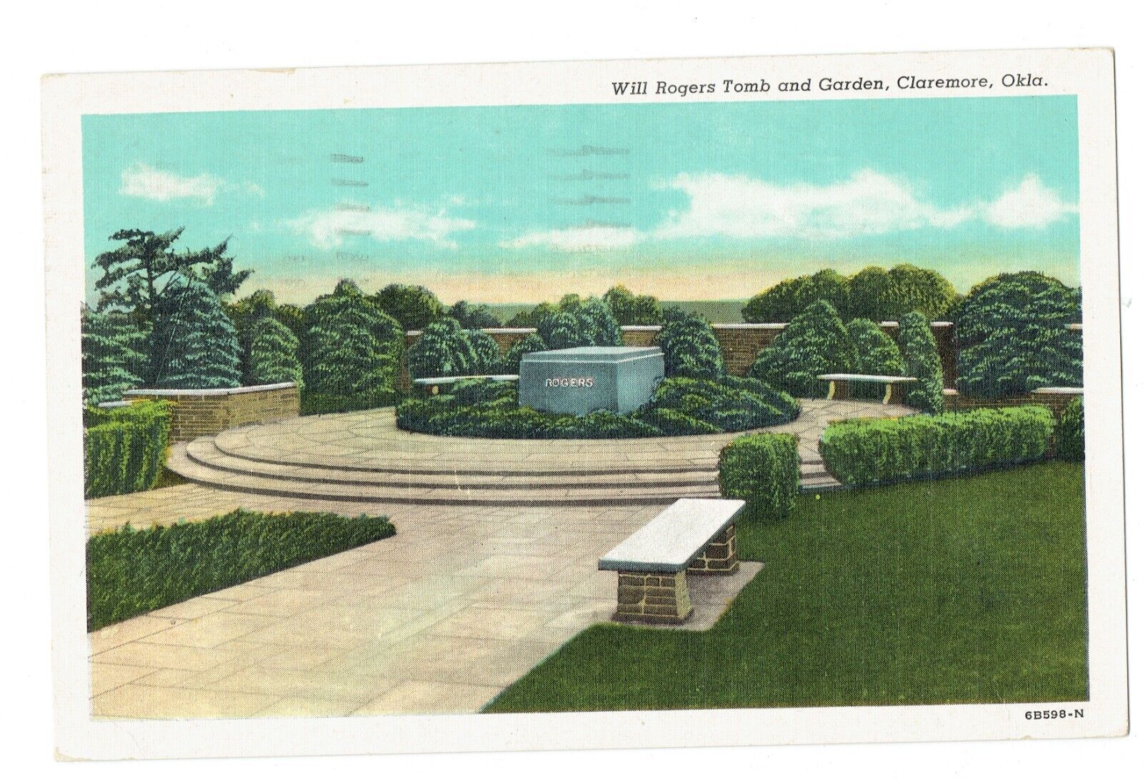 Postcards Vintage (1)Claremore, Okla Will Rogers Tomb/Garden 6B598-N P 1950(#706