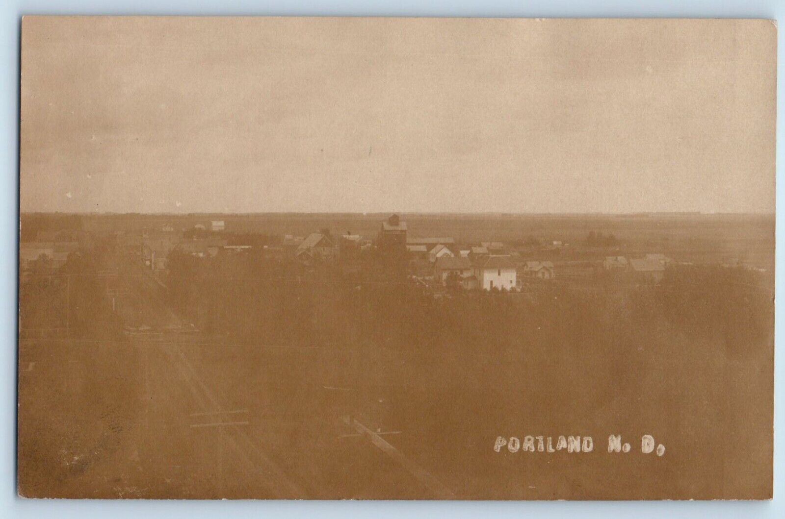 Portland North Dakota ND Postcard RPPC Photo Bird's Eye View 1907 Antique Posted