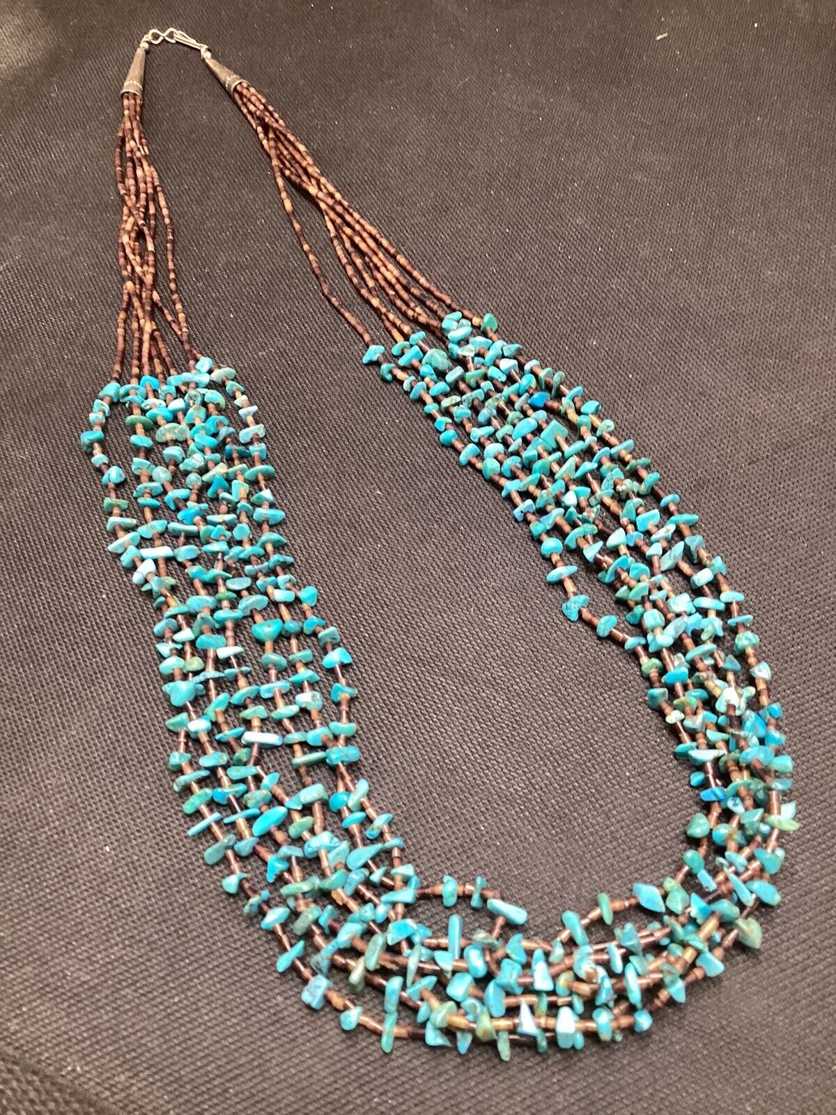 Southwestern Native American Santo Domingo Turquoise MultiStrand Heishi Necklace