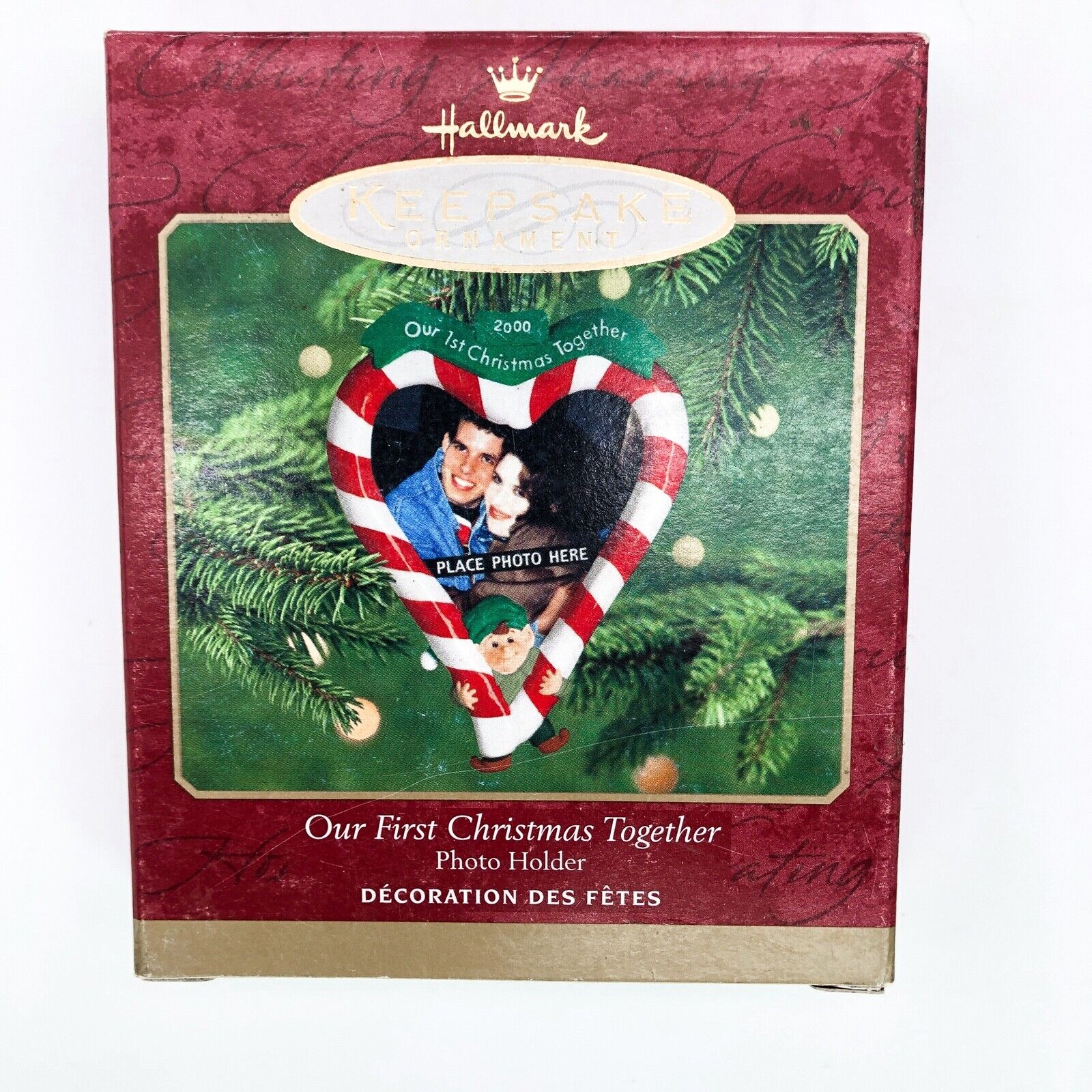 Vintage Hallmark Ornament Candy Cane Photo Picture Frame 1st Christmas Together