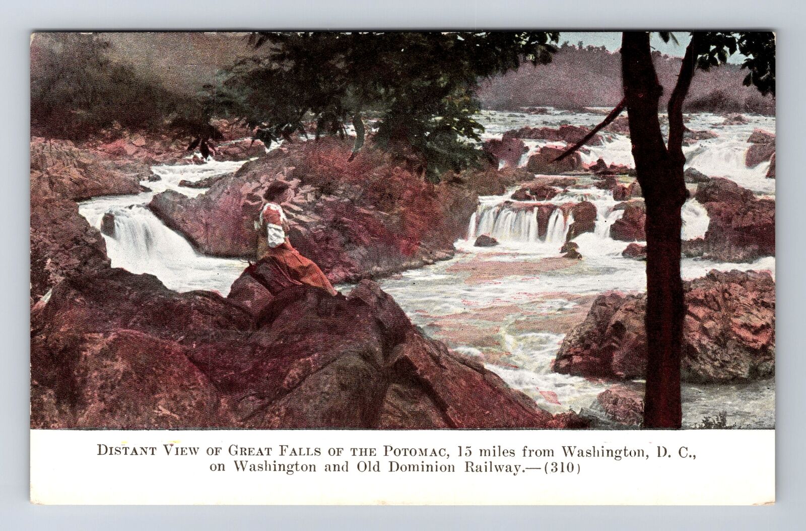 Washington DC, View of Great Falls of the Potomac, Antique Vintage Card Postcard