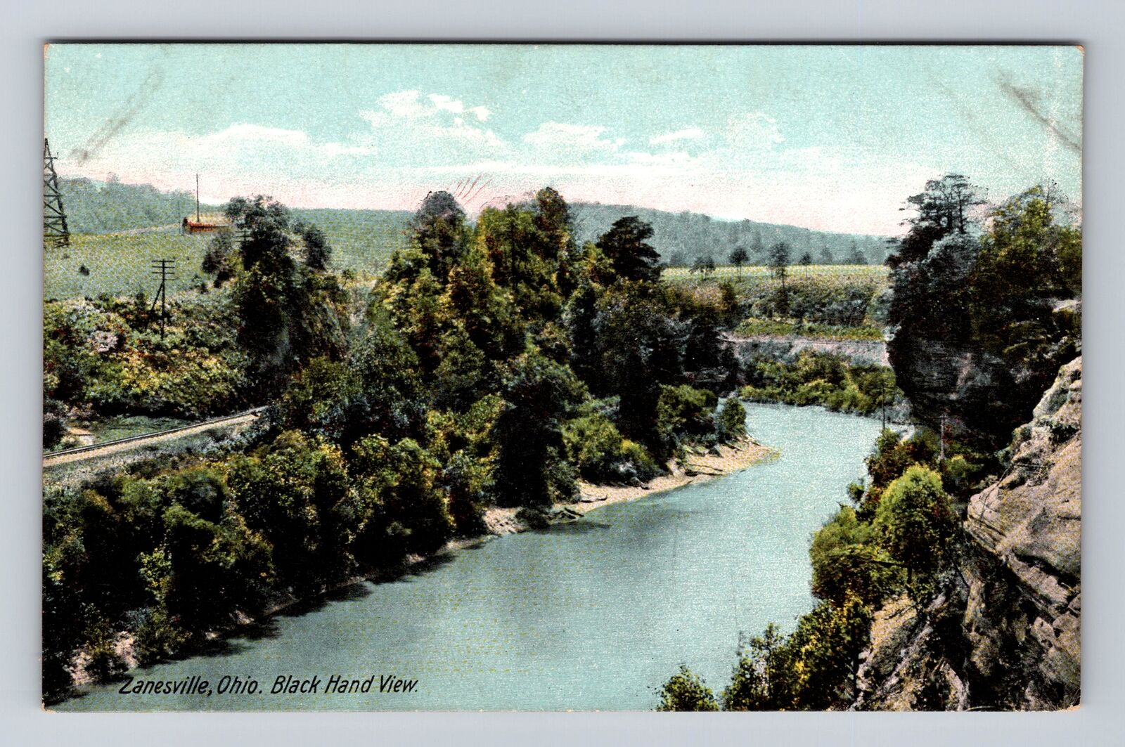 Zanesville OH-Ohio, Black Hand Gorge, Licking River, Cliffs, Vintage Postcard