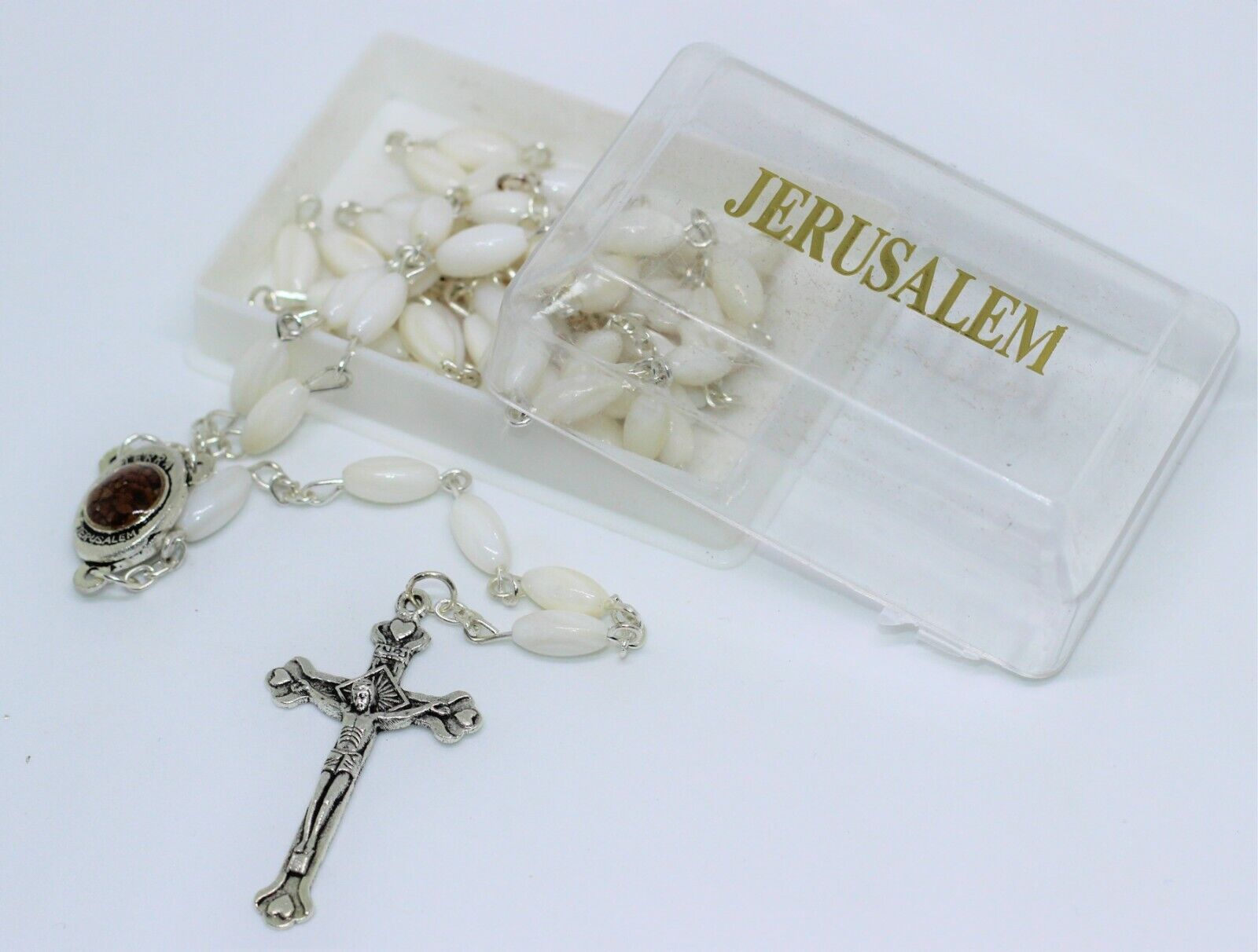 Mother of pearl Rosary hand made in jerusalem catholic rosary with box beautiful