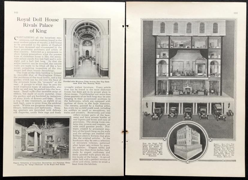 Queen Mary’s Dolls’ House 1924 pictorial “Royal Doll House Rivals Palace of King