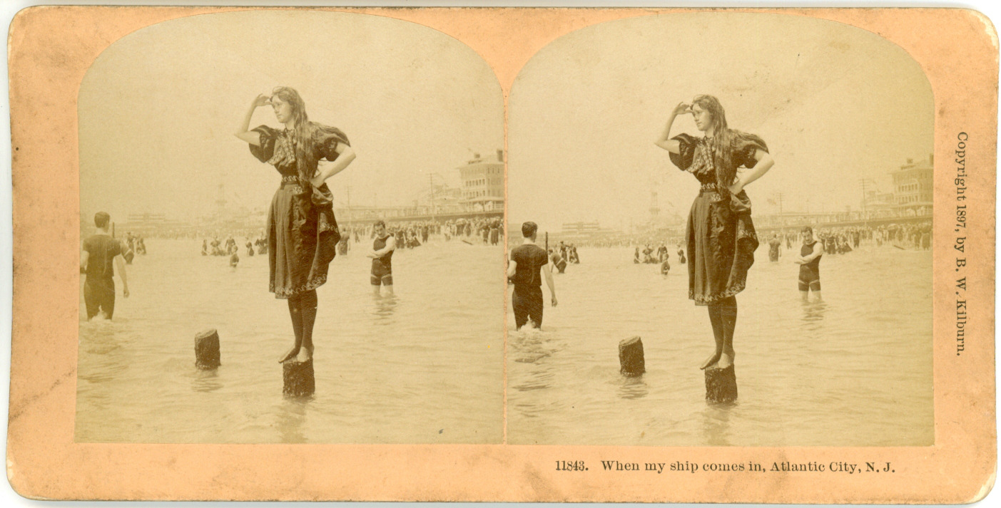 Vintage Stereo, New Jersey, When My Ship Comes in Atlantic City Stereo Card - 