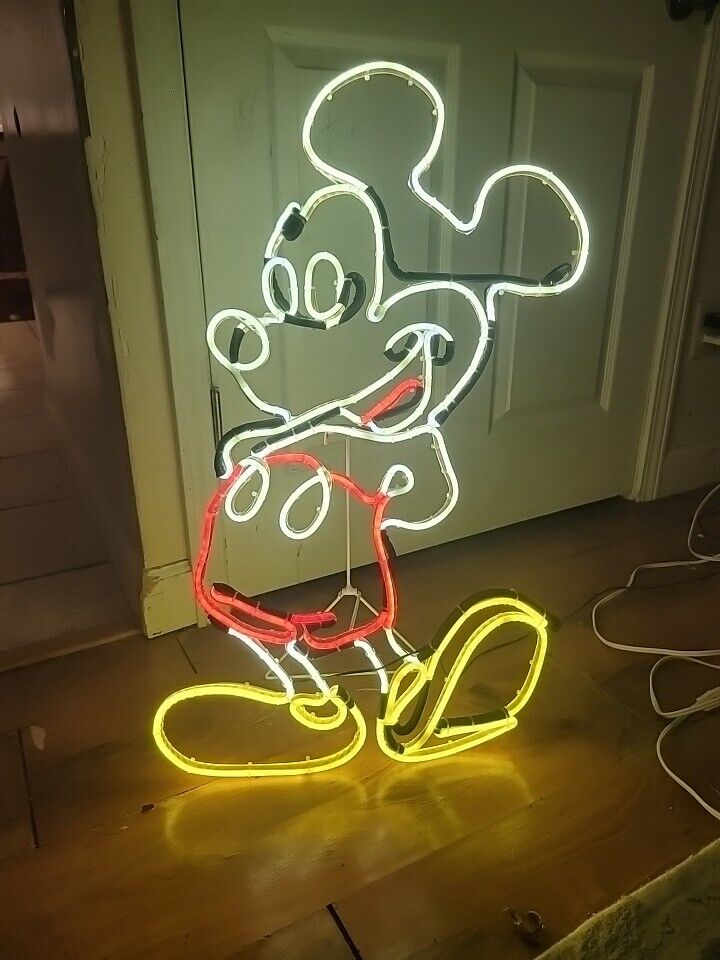 Disney Retro Mickey LED Yard Sign Vintage Design LightGlo Lawn Neon