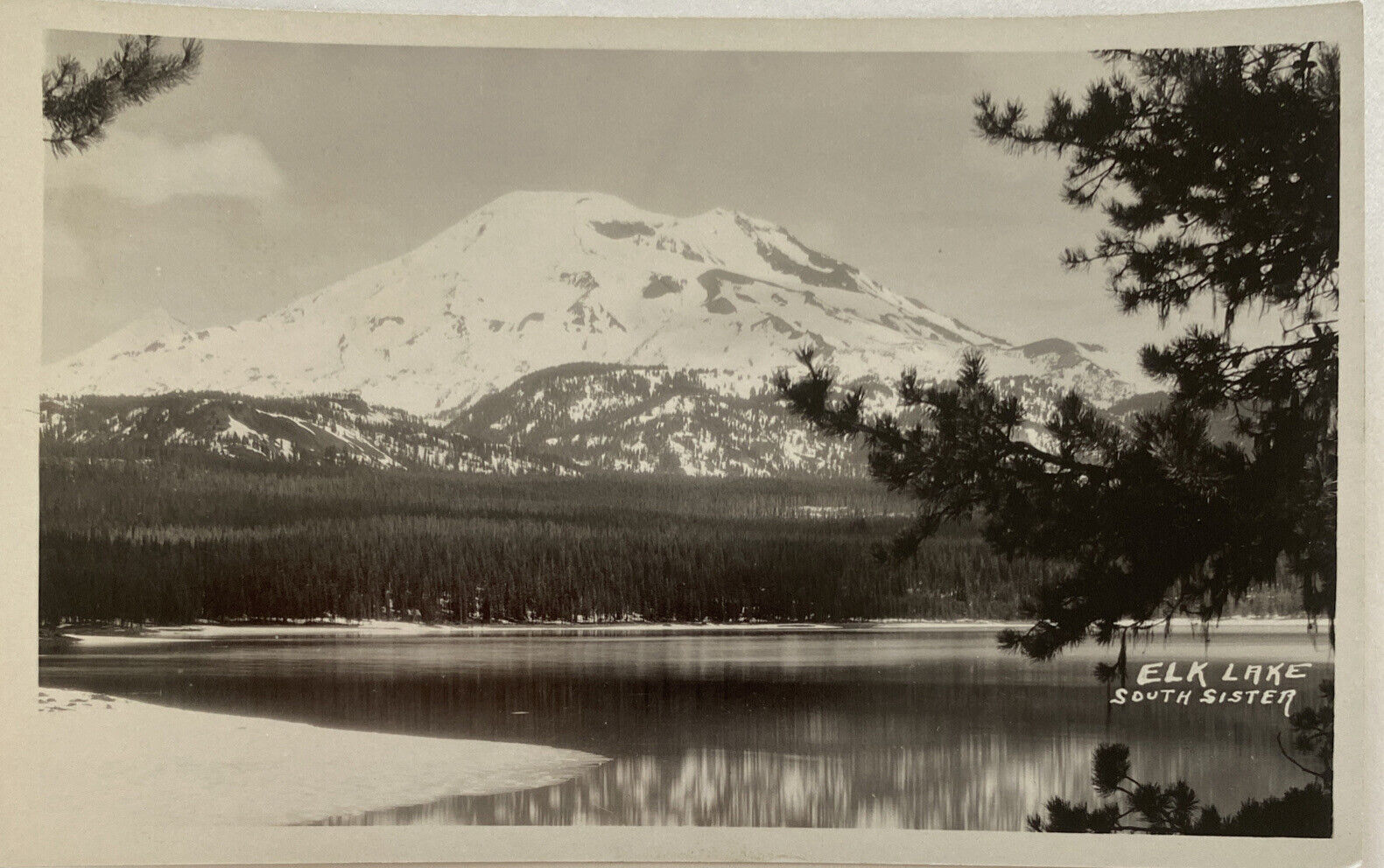 RPPC Postcard  Elk Lake South Sister Mountain View Scene Real Photo Vintage