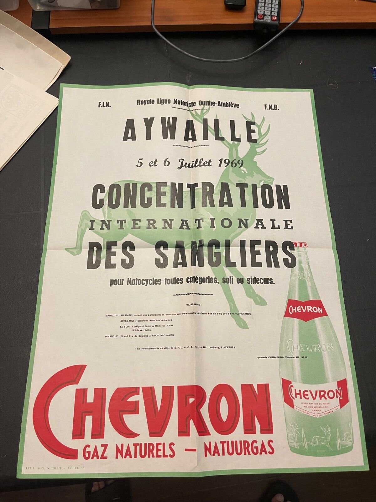 Vintage original Poster 1969 Formula Car Racing Chevron Concentration french